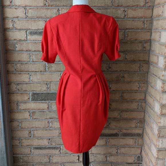 COPY - Holt Renfrew vintage retro red short sleeve shirt dress - Picture 2 of 6